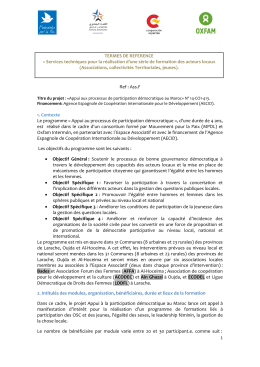 TERMES DE REFERENCE &laquo; Services techniques pour la