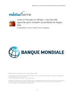 Accès à l`énergie en Afrique : une nouvelle approche pour résoudre