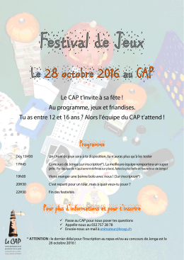 Programme Pour plus d`informations et pour t`inscrire