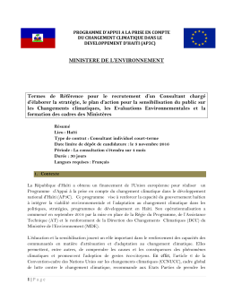Consultant pour l`élaboration d`une stratégie de sensibilisation sur