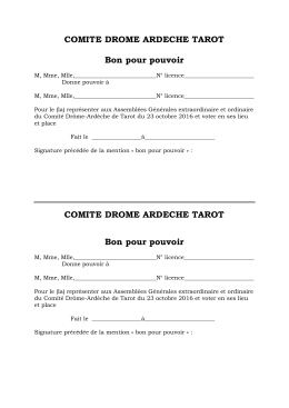 COMITE DROME ARDECHE TAROT Bon pour pouvoir