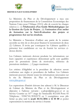 Le Minist&egrave;re du Plan et du D&eacute;veloppement a re&ccedil;u