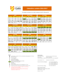 Calendrier scolaire 2016-2017 - Saint