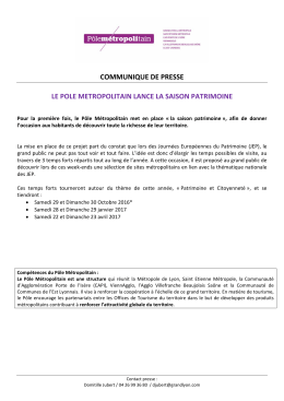 25/10/2016 - Le p&ocirc;le M&eacute;tropolitain lance la