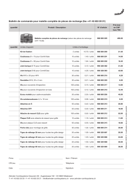 Bulletin de commande pour malette complète de pièces de rechange