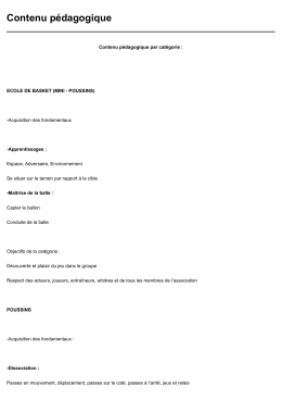 Contenu p&eacute;dagogique