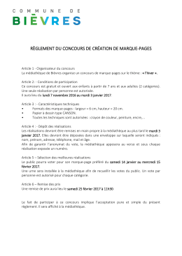 règlement du concours de création de marque-pages