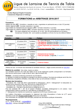 FORMATIONS en ARBITRAGE 2016-2017