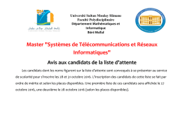 Liste d`attente - Universit&eacute; Sultan Moulay Slimane