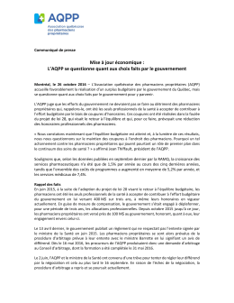 Mise à jour économique - Association québécoise des pharmaciens