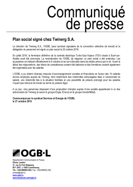 Plan social signé chez Twinerg SA