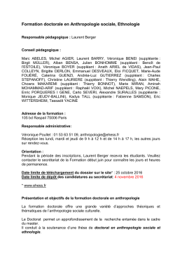 Formation doctorale en Anthropologie sociale, Ethnologie
