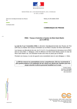 COMMUNIQUE DE PRESSE RN52 - Travaux d`entretien à