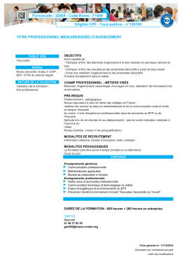 Formacode : 22404 - Code Rome : F1604 Eligible CPF