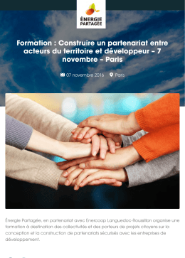Formation : Construire un partenariat entre acteurs du