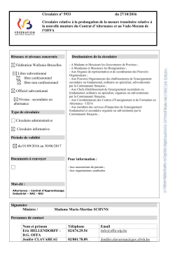 Mesdames, Messieurs - Le portail de l`Enseignement en Fédération