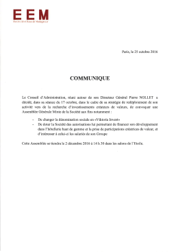 Communiqu&eacute; du 25 octobre 2016