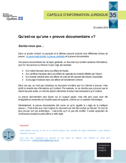 Qu`est-ce qu`une &laquo; preuve documentaire &raquo;?