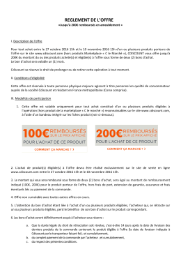 REGLEMENT DE L`OFFRE