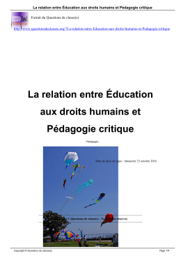 La relation entre Éducation aux droits humains et Pédagogie critique