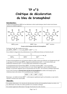 TP n°3 Cinétique de décoloration du bleu de bromophénol