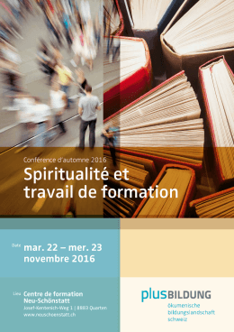 Spiritualit&eacute; et travail de formation