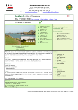 CANCALE - Côte d`Emeraude Gîte N°35G112081 Fiche Internet