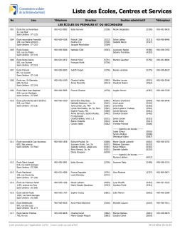 Liste des &Eacute;coles, Centres et Services