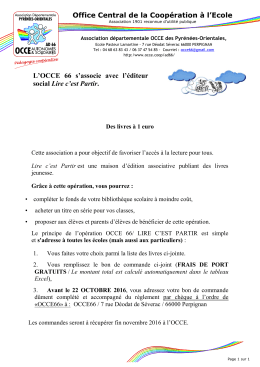 Office Central de la Coopération à l`Ecole L`OCCE 66 s`associe avec