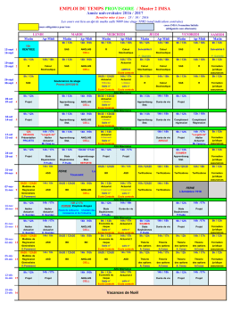 EMPLOI DU TEMPS PROVISOIRE / Master 2 IMSA