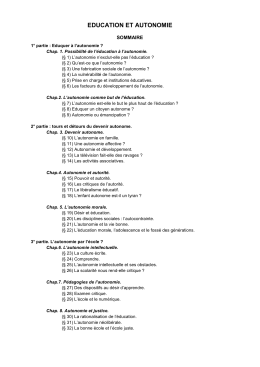 EDUCATION ET AUTONOMIE