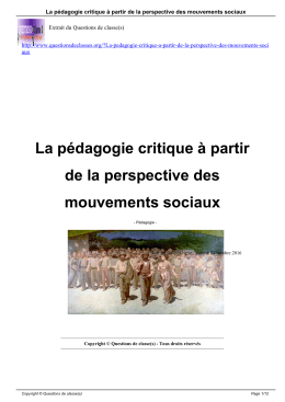 La pédagogie critique à partir de la perspective des mouvements