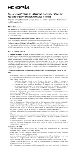 charg&eacute;, charg&eacute;e de projets &ndash; marketing et diffusion / webmestre