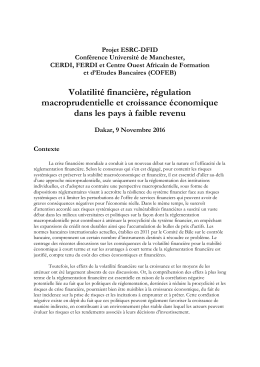 Volatilité financière, régulation macroprudentielle et