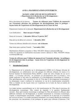 EOI - Consultant editeur - Edition du manuscrit sur l`économie africaine