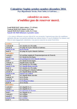 Planning Sophie - marche nordique bretagne, vtt bretagne rando