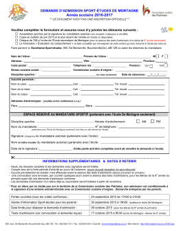 Demande d`admission 2016-2017