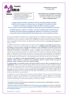 COMMUNIQU&Eacute; DE PRESSE 27 octobre 2016