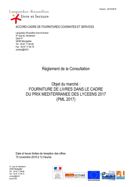 R&egrave;glement de la Consultation - Languedoc