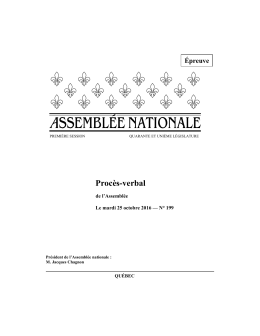 Procès-verbal de l`Assemblée, mardi 25 octobre 2016