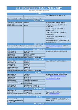 calendrier casm – 2016 - 2017