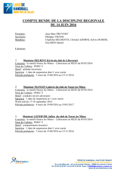 compte rendu de la discipline regionale du 14 juin 2016