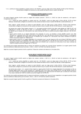 AVIS DE PROJET DE FUSION