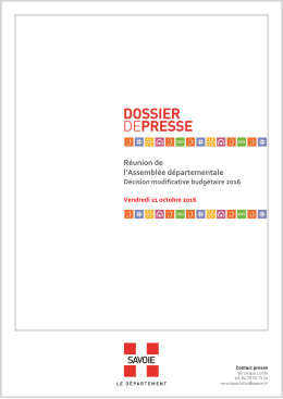 Dossier de presse - Le Conseil d&eacute;partemental de Savoie