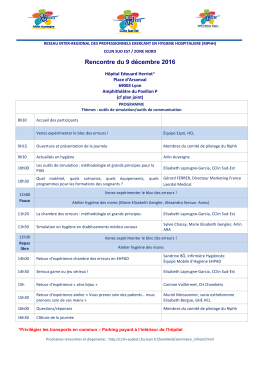 Rencontre du 9 décembre 2016 - CClin Sud-Est