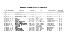 Planning des activit&eacute; extra sclolaire de l\`Union