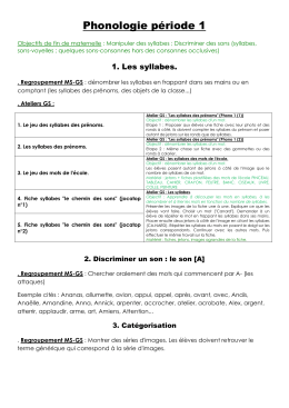 Phonologie période 1