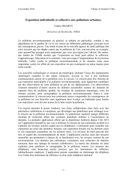 Exposition individuelle et collective aux pollutions urbaines.