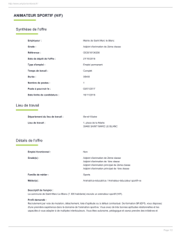 ANIMATEUR SPORTIF (H/F) - Site R&eacute;gional Information Jeunesse