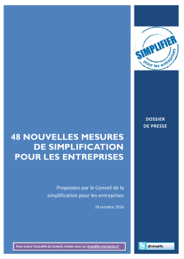 48 nouvelles mesures de simplification pour les entreprises